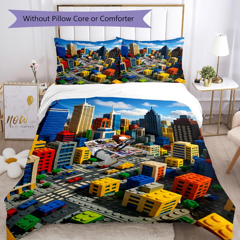 Lego Bricks Quilt Cover Set Suitable For Playroom Lightweight Perfect Gift For Friends Family