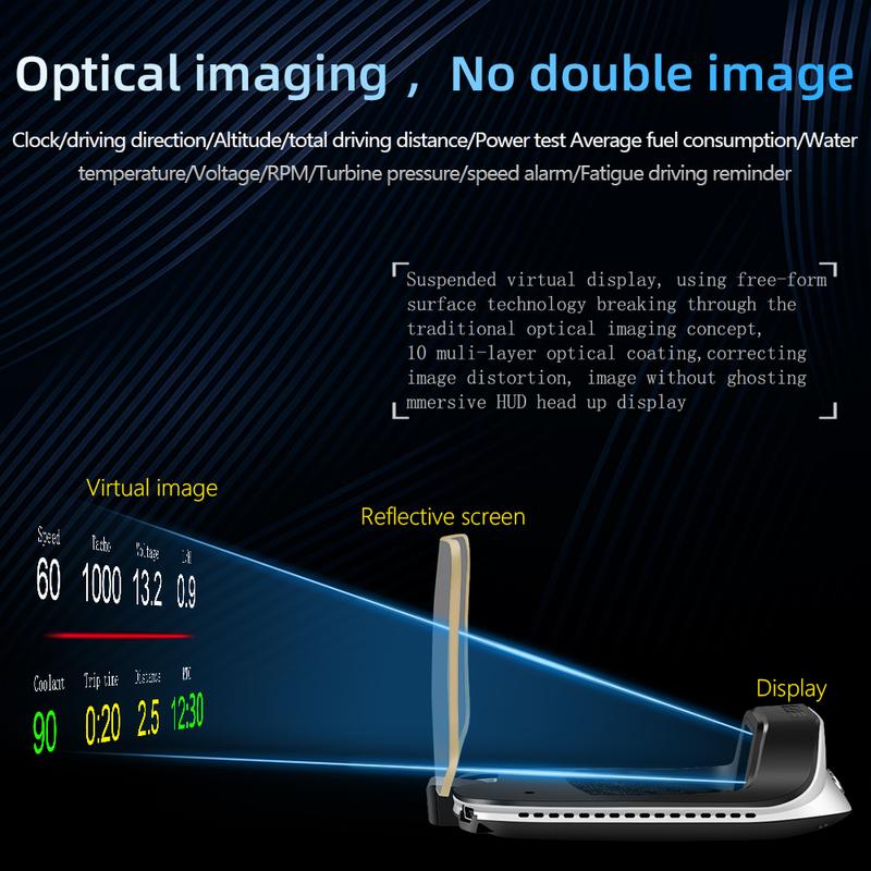 HUD Car C3 OBD GPS Heap up Display HD Smart Navigation Projector for Windshield Obd2 Tachometer On-board Computer Safety Alarm