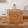 Handwoven Rattan Storage Box with Lid Tea Food Container Kongfu Tea Set Bread Fruit Basket with Lid Puer Tea Bag Organizer