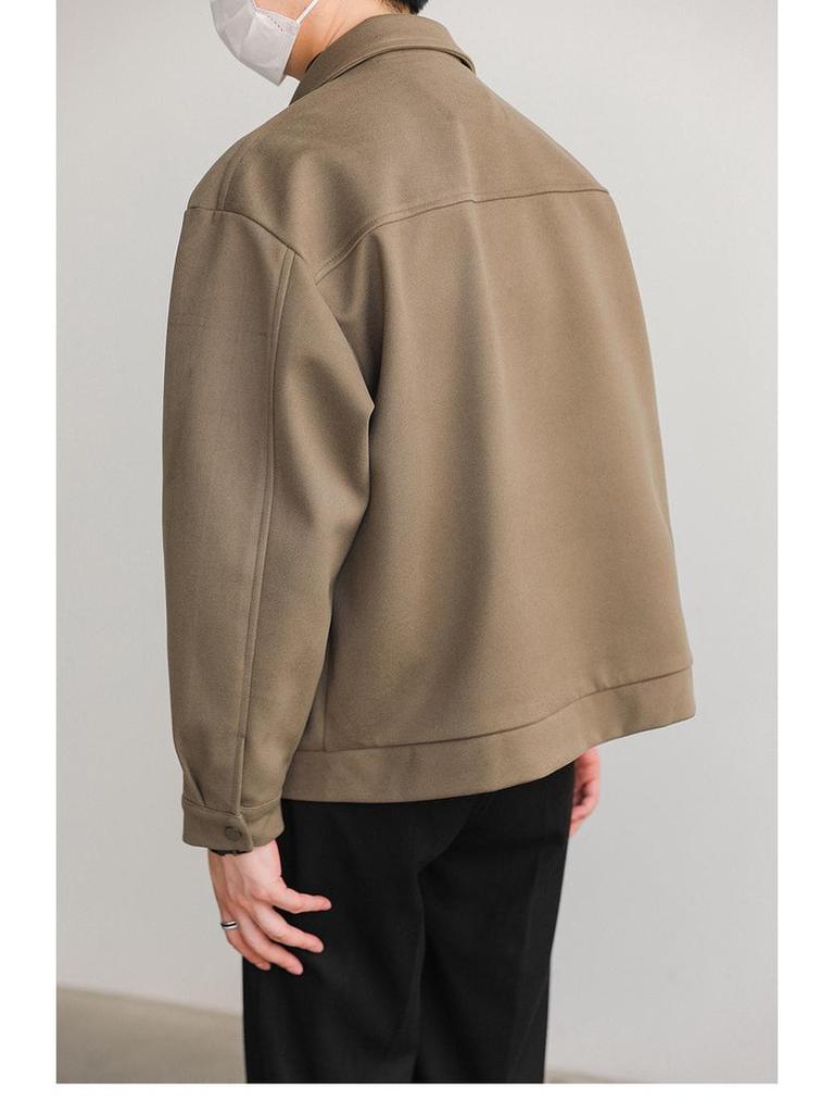 Men's Loose Fit Retro Woolen Lapel Jacket - Korean Autumn/Winter Style