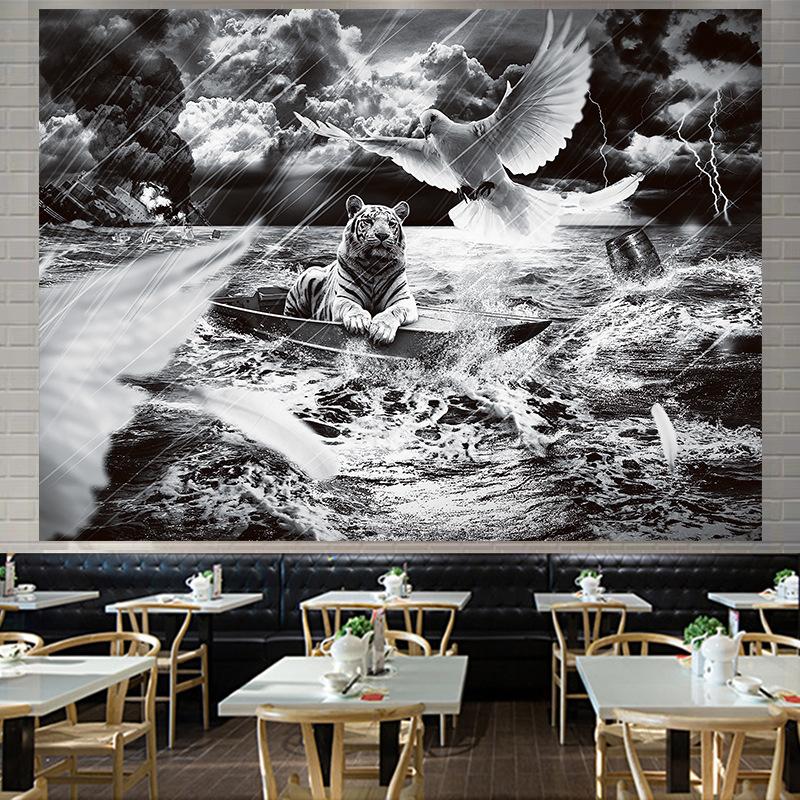 Скандинавский американский лесной тигр, большой гобелен, настенный гобелен с геометрическим рисунком, гобелен в стиле хиппи, домашний декор, эстетическое украшение