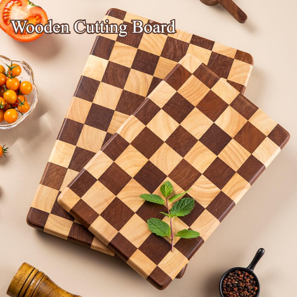 Solid Wood Cutting Board Household Use Wooden Double Colors Anti-skid Cutting Board Mosaic Chopping Pad Food Tray Kitchen Items