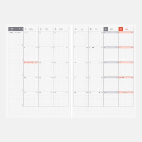 Hobonichi Techo 2027 Original A6 Японский ежедневник Январь Старт Понедельник Планировщик