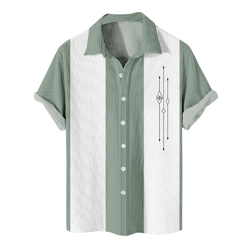 Men's Hawaiian Printed Button Short Sleeve Shirts Men's Casual Fashion Short Sleeve Shirts