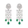 Дизайнерские серьги Estele с родиевым покрытием и мерцающими струйками CZ и зелеными камнями для женщин