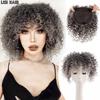 Synthetic Short Curly Bob Wigs With Bangs For Women Wig Wear And Natural Grey Curly Wigs