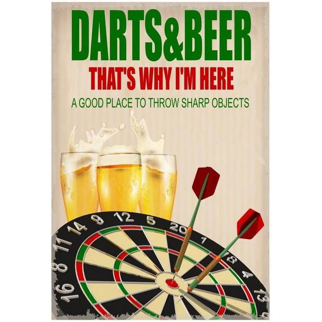 Metal Tin Signs No Beer No Darts Wall Decoration Plaque Vintage Poster Iron Painting for Man Cave Home Cafe Game Room Club Bar