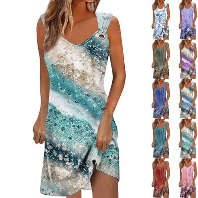 Женское повседневное платье Летнее платье Платье-комбинация Платье с рюшами на каждый день Мода на выход Мода Базовый ремень без рукавов Свободный крой