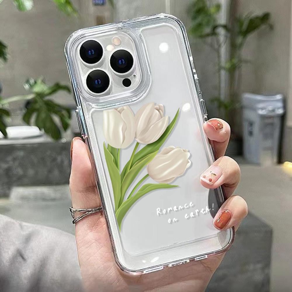 Чехол для телефона Tulip Flower для iPhone 14 Pro Max, чехол для iPhone 11 12 13 Pro Max XR 7 8 14 15 Plus XS Max X SE, мягкий прозрачный чехол