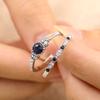 2 Pcs Charm Fashion Green Blue Rhinestone Engagement Bride Ring Set for Women Wedding Party Jewelry