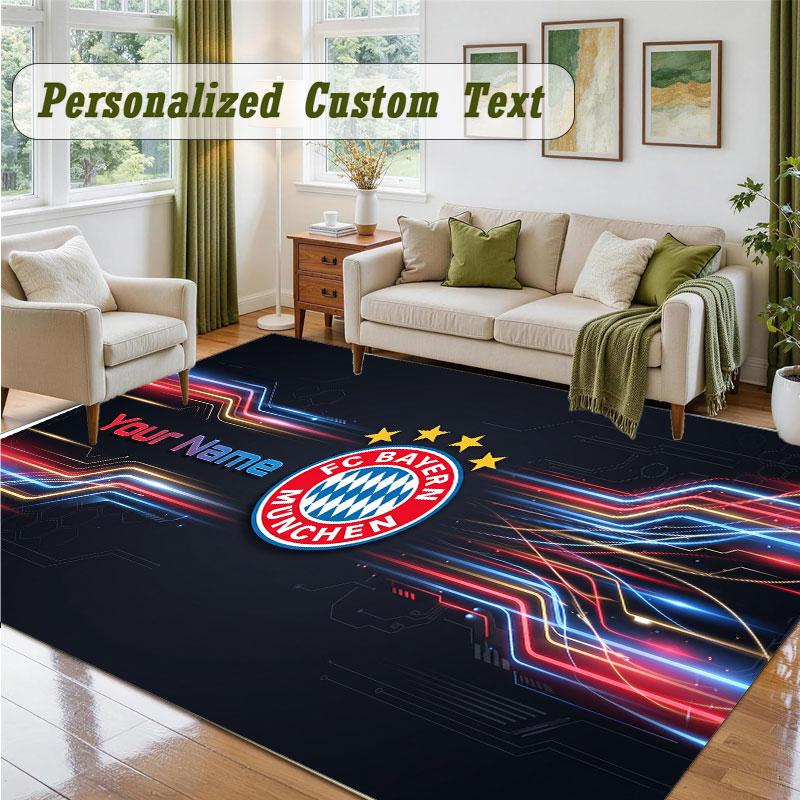 Crystal Velvet Square Rug Custom NameBayern Munich Pattern Non Slip Home Floor Decor Rug