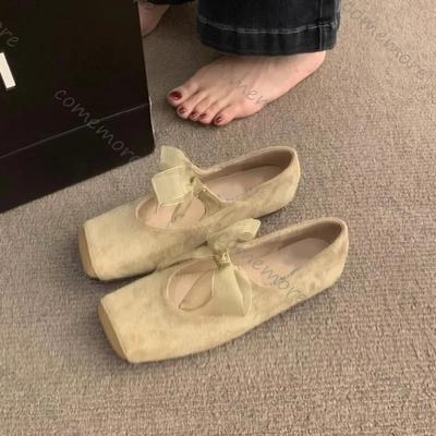 Празднуйте французский ретро-стиль балетки одинарные туфли женские квадратный носок мягкая подошва туфли Мэри Джейн однотонные на шнуровке повседневные балетки