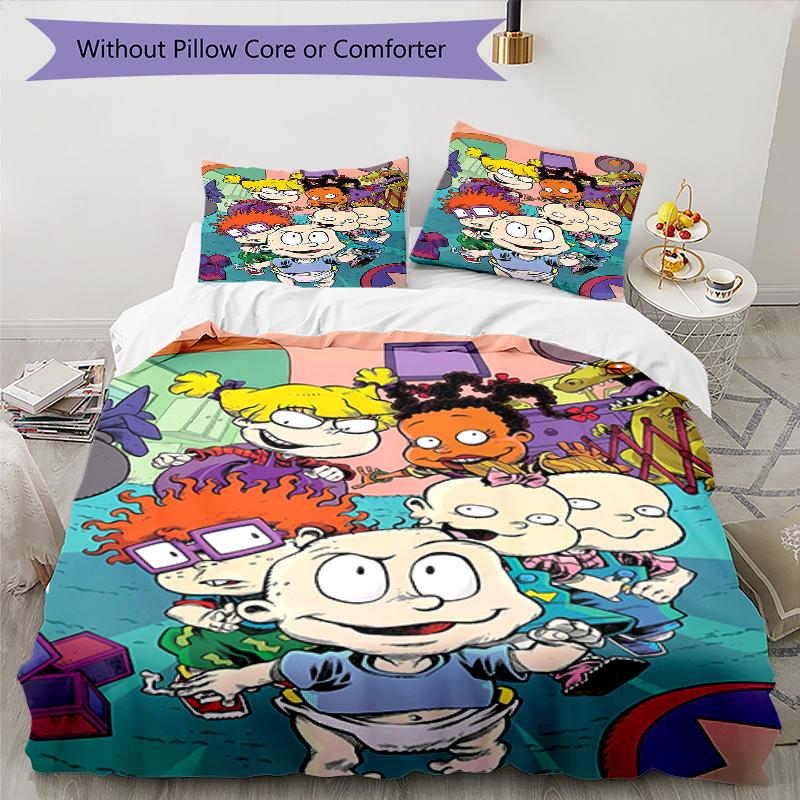 3pcs Rugrats in paris1 Design Cover Set - HD Printed Bedding with 1 Cover and 2 Pillowcases - Perfect for Home and Dorm Decor