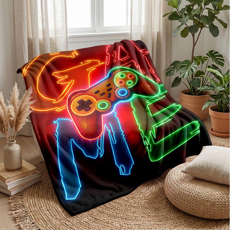 Neon Game Controller Art Theme blanket Lightweight Warm Flannel Blanket Decorative Throw Blanket for Home Decoration