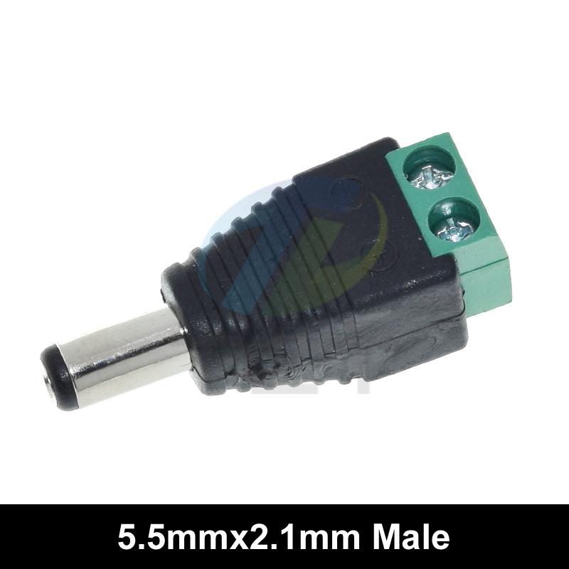 TZT 1pack 5.5MM x 2.1MM / 2.5MM Female Male DC Power Plug Adapter for 5050 3528 5060 Single Color LED Strip and CCTV Cameras