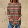 Tee Shirts For Women Fall Casual Long Sleeve Shirts Sweatshirt Vintage Graphic Printing Top Pullover Christmas