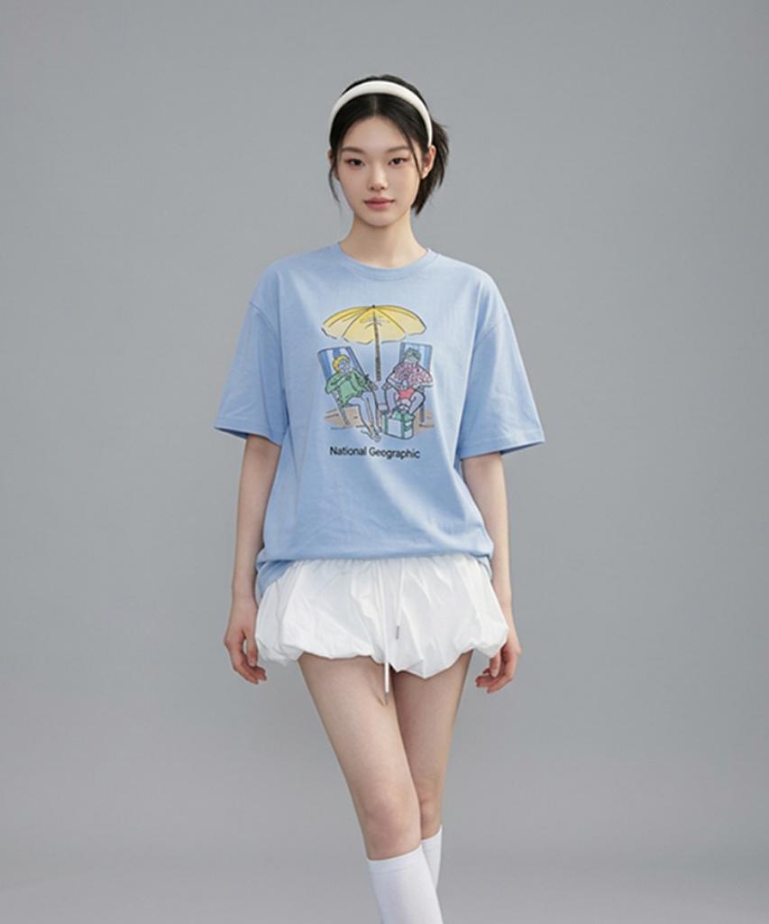 NATIONALGEOGRAPHIC N262Uts908 Vacation Graphic Semi-Overfit Short Sleeve T-Shirt Storm Blue