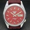ВОССТАНОВЛЕННЫЕ МУЖСКИЕ АВТОМАТИЧЕСКИЕ ЧАСЫ SEIKO 5 СДЕЛАНО В ЯПОНИИ КРАСНЫЙ ЦИФЕРБЛАТ ЗАКАЗНЫЕ a440110-2 QV90-a440110