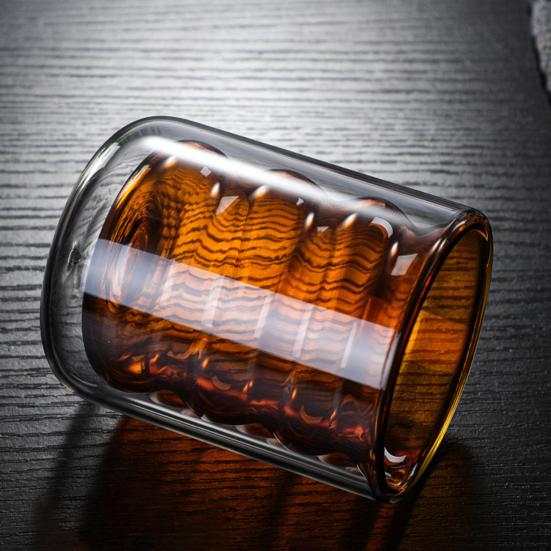 200ml Colored Thread Coffee Glass Cup Double Wall Insulated Wine Whisky Mug Sale Goods