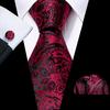 Barry.Wang Mens Novelty Plaid Striped Neckties Handkerchief Cufflinks Set Formal Casual Business