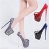 Fashion 2025 New Women Pumps 19cm Super High Heels Ankle Strap Patent Leather Platform Sexy Party Dress Red Wedding Shoes