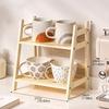 1Pc Cup Holder Work Storage Rack Bedroom Display Rack Kitchen Vine Weaving 2-layer Storage Rack