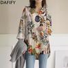 Женские модные повседневные весенне-осенние блузки и рубашки с v-образным вырезом и длинными рукавами с цветочным узором и принтом