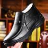 Утолщенная коровья кожа первого слоя зимние мужские хлопковые туфли для пожилых кожаные нескользящие бархатные утолщенные теплые папины хлопковые туфли