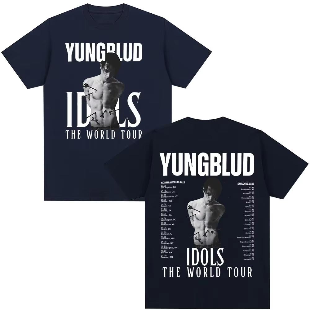Yungblud IDOLS The World Tour Футболка Мужская Женская Хип-хоп Футболки с коротким рукавом Повседневная Хлопковая Оверсайз Футболка