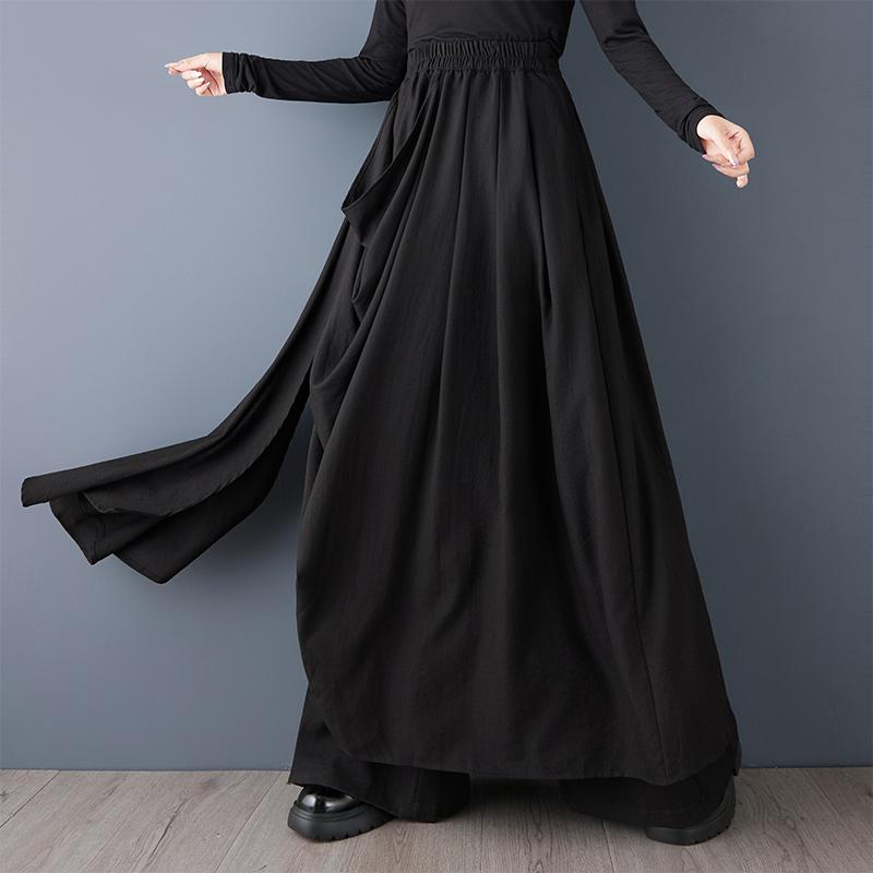 DIMANAF Plus Size Women Bottoms New Long Pants Skirts Loose Trousers Big Size Casual Spring Autumn Solid Black