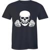 Skull with Barbells Weights Workout Funny T Shirt Tee