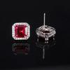 Fashionable and Versatile Ice Flower Cut Pink Diamond Yellow Diamond Red Corundum High Carbon Diamond Square Earrings Main Stone