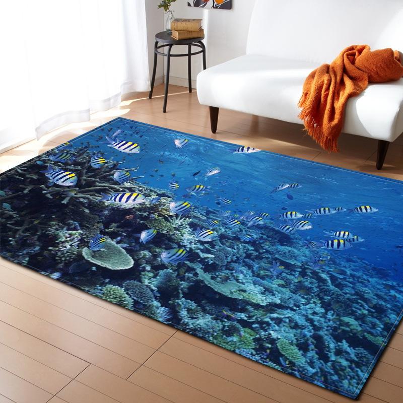 3D Морской мир Рыбы Ковры Дельфины Акулы Мягкий Ковер для Гостиной Спальни для Мальчиков Домашний Коврик Кухонный Коврик