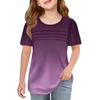 Children Fold T-shirts Short-sleeved Summer Round Collar Gradient Leisure Coat T-shirt