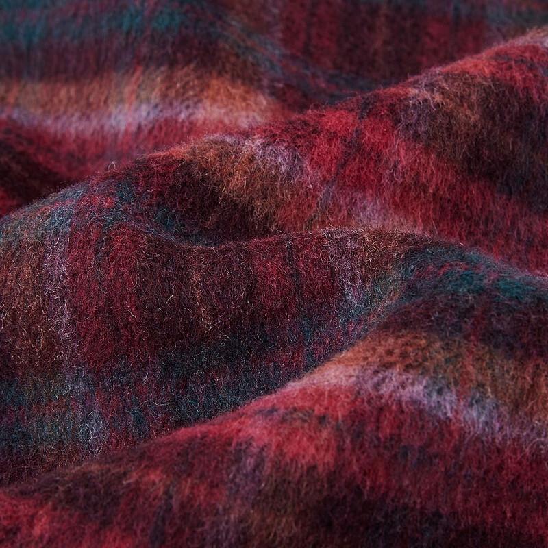 Женское клетчатое двустороннее зимнее пальто Demana из смесовой шерсти с шарфом с кисточками