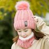 Korean Fleece-Lined Hat & Scarf Set: Women's Thick Knit, Warm & Stylish Winter Accessory