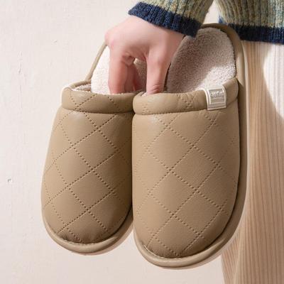 Любовь по всему городу: Водоотталкивающие Нескользящие Шлепанцы из ПУ Кожи для Женщин и Мужчин - Хлопковые Шлепанцы с Мягкой Подошвой для Осени и Зимы