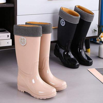 Женские водные ботинки с высоким голенищем, женские взрослые дождевые ботинки, новые трендовые ботинки, водонепроницаемые и нескользящие длинные водные ботинки универсальны для всех сезонов