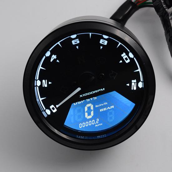 LCD Digital Universal Motorcycle Odometer Speedometer Tachometer 15000RPM Gauge