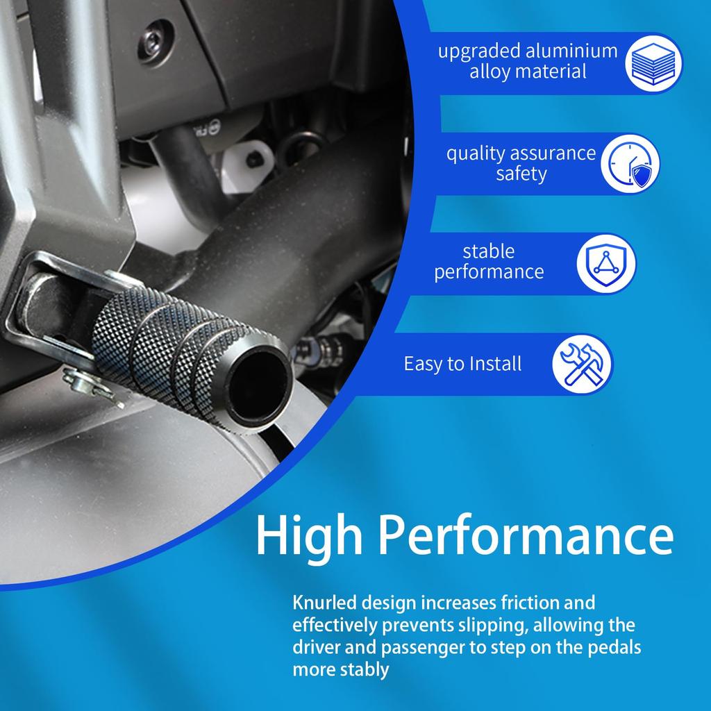 GFARDMOTO Motorcycle Foot Rest Pedals Passenger Foot Pegs CNC Aluminum Anti Skid Rear Set