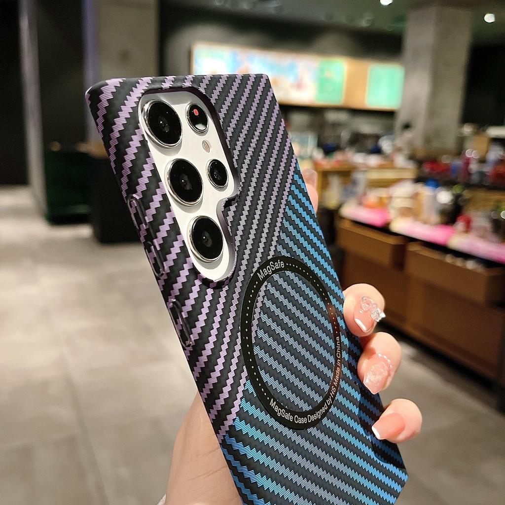 Применимо к Samsung S26Ultra магнитный чехол для мобильного телефона узор из углеродного волокна S25plus ультратонкий ПК противоударный s24 защитный чехол