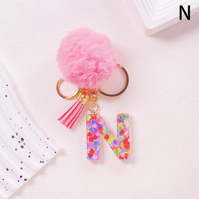 Очаровательный блестящий брелок с инициалами, сверкающий каучуковый кулон в виде алфавита с пушистой буквой, шарм для девочек, сумок, рюкзаков, аксессуаров