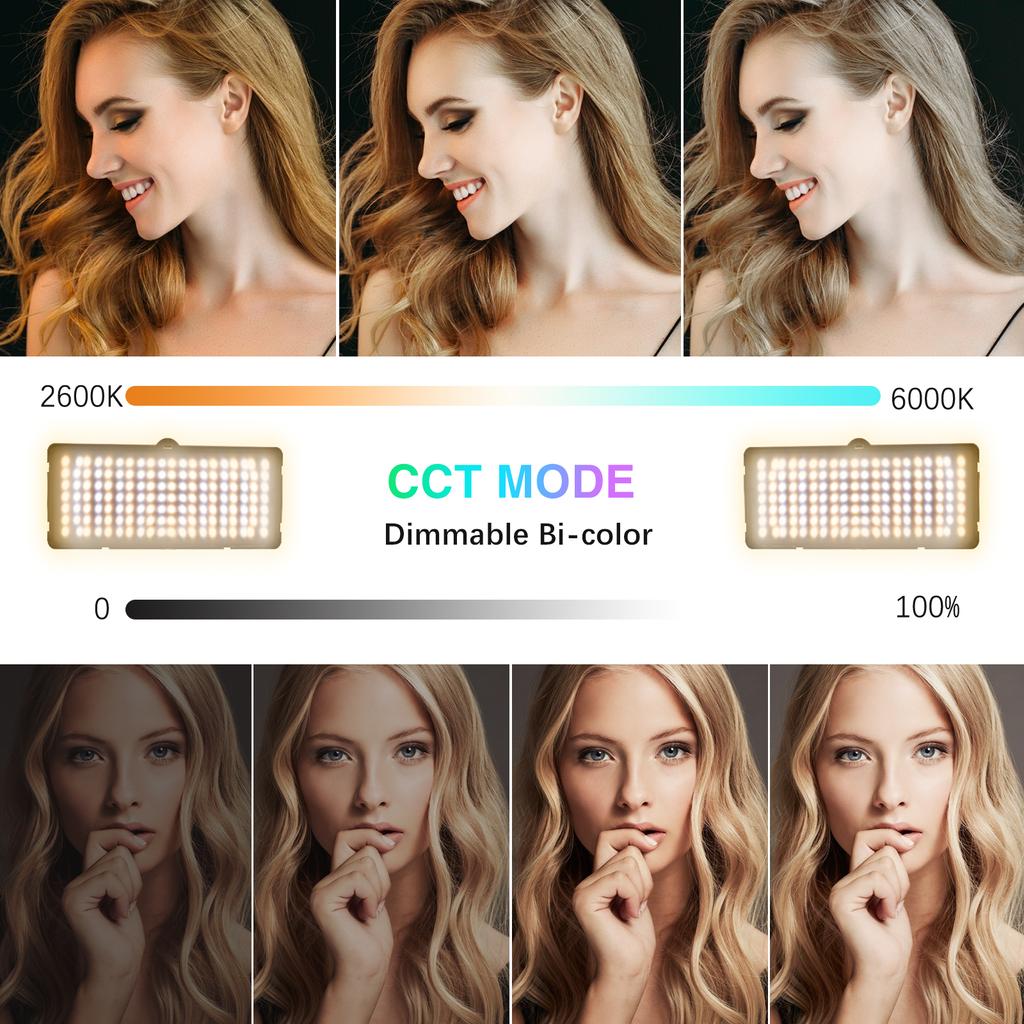 Комплект светодиодной видеолампы Andoer RGB, включающий 2 лампы RGB + 2 подставки длиной 160 см + 2 гибкие подставки