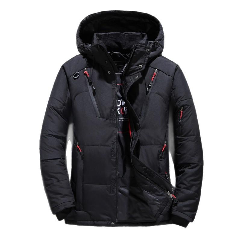 Mens Short Winter Down Jacket Outdoor Casual Multi-pocket Hooded Warm Coat EUR Sizes
