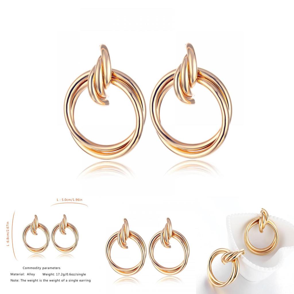 Chic Round Alloy Earrings Unique Simple Design Perfect For Gifting And Celebrations