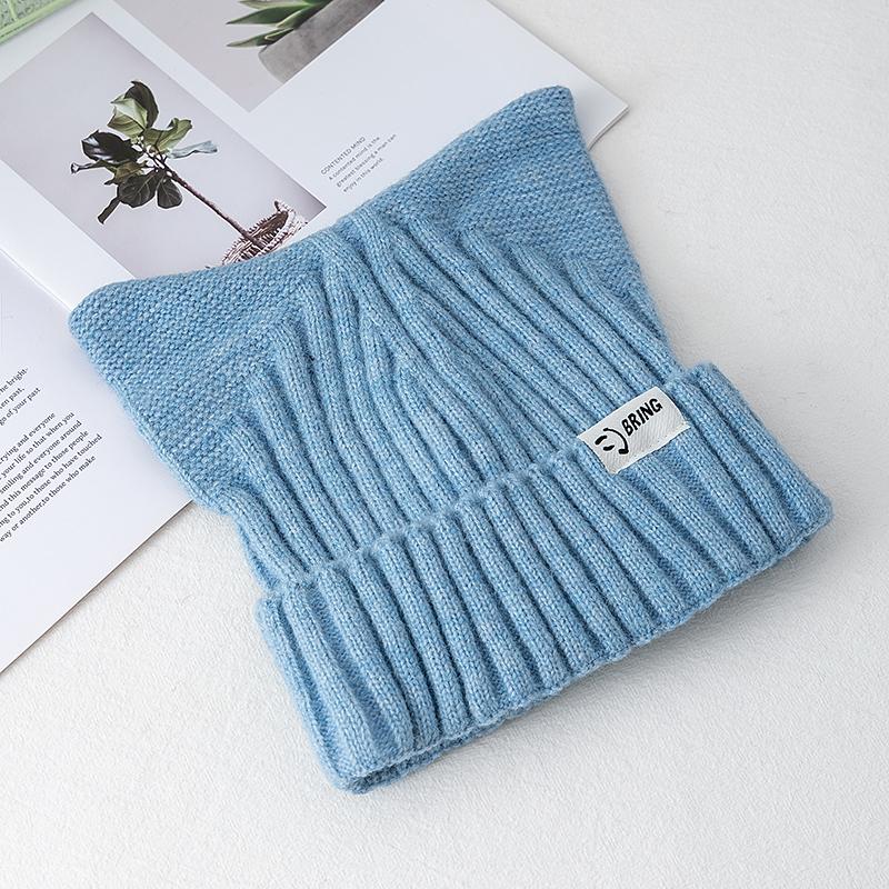 Cute Dandy Hat Cat Ear Kpop Style Beanie Hat Sweet Autumn/Winter Hats For Women Street Simple Colors Warm Hats For Girl