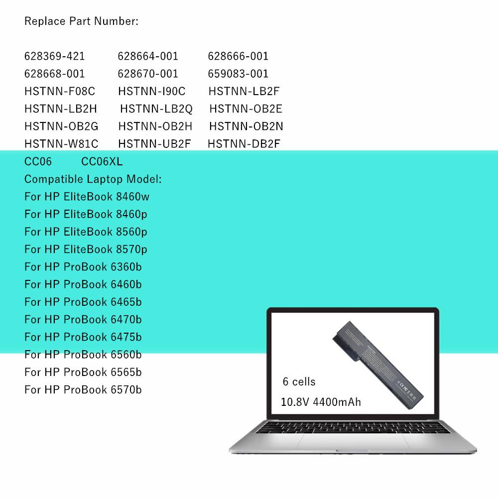 Аккумулятор для ноутбука CC06XL для HP EliteBook 8460w 8460p 8560p 8570p для ProBook 6360b 6460b 6465b 6470b 6475b 6560b 6565b 6570b