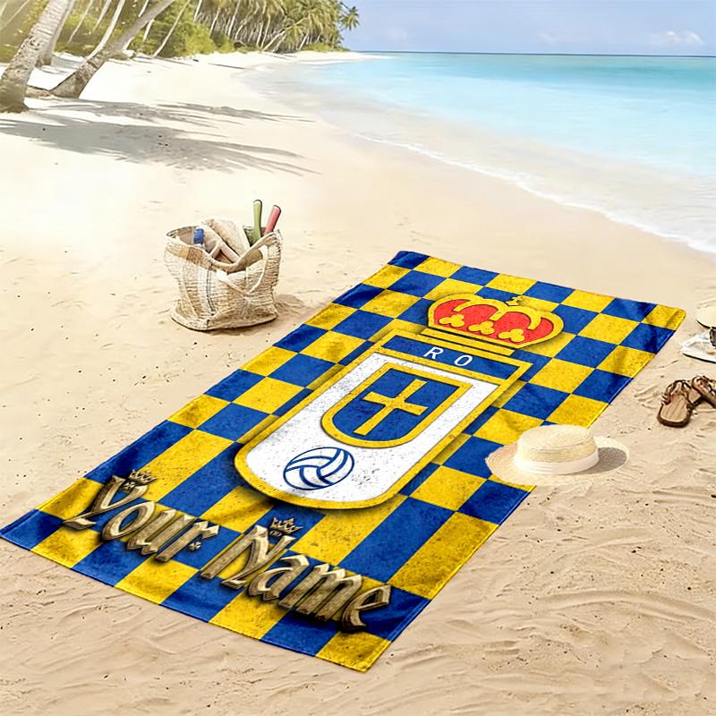 Name Custom Real Oviedo Print Beach Towel, Large Soft Quick Dry Towel for Beach Camping Swimming