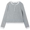 Женская футболка-henley из лиоцелла и хлопка Синьцзян, имитация двух предметов