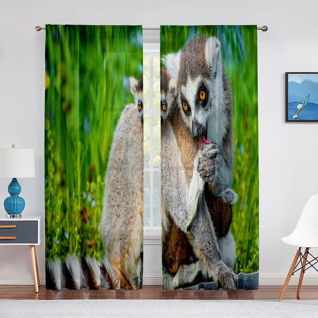 Красная Панда Прозрачная Вуалевая Занавеска для Гостиной Спальни Кухни эл Декор Милая Животная Шифоновая Отделка Оконная Тюлевая Занавеска